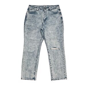 Rubberband Boyfriend Jeans 11/12 (32x26) Blue Stonewash Distressed Denim Juniors